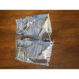Wild Fable Distressed Denim Shorts with Crochet Detail - Size 10